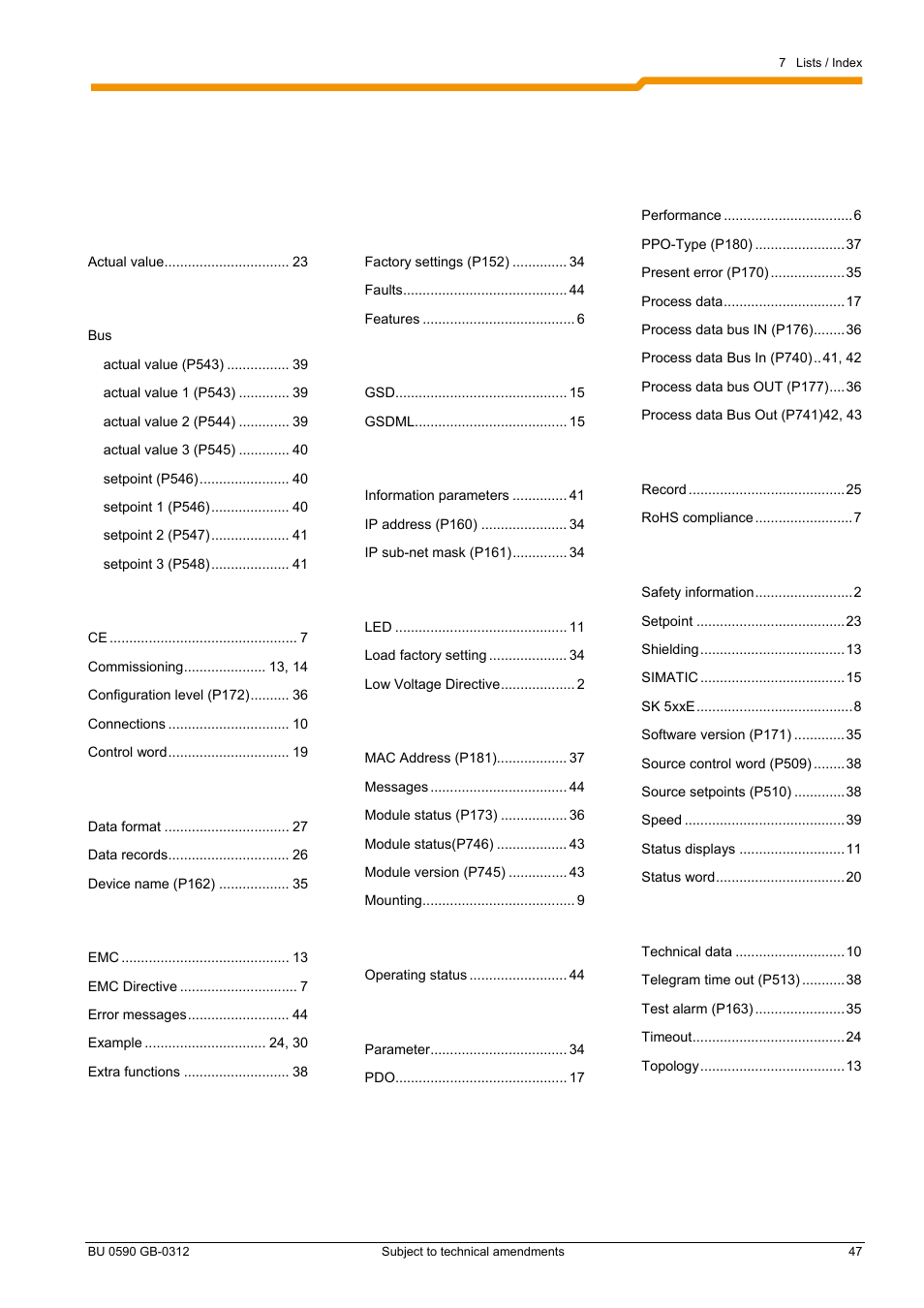 5 keyword index | NORD Drivesystems BU0590 User Manual | Page 47 / 48