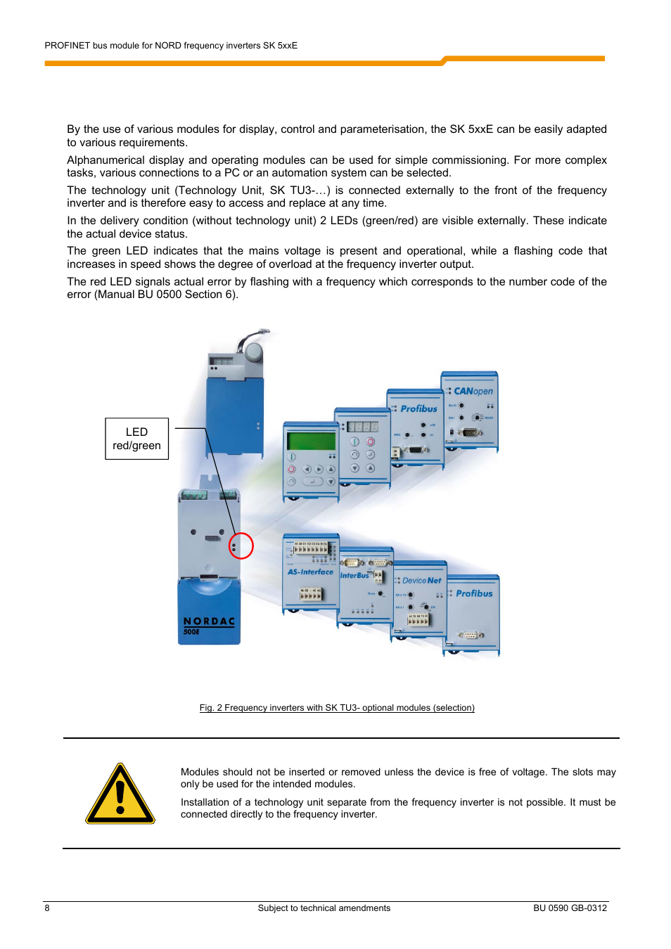 2 modules 2.1 sk 5xxe frequency inverters | NORD Drivesystems BU0590 User Manual | Page 8 / 48