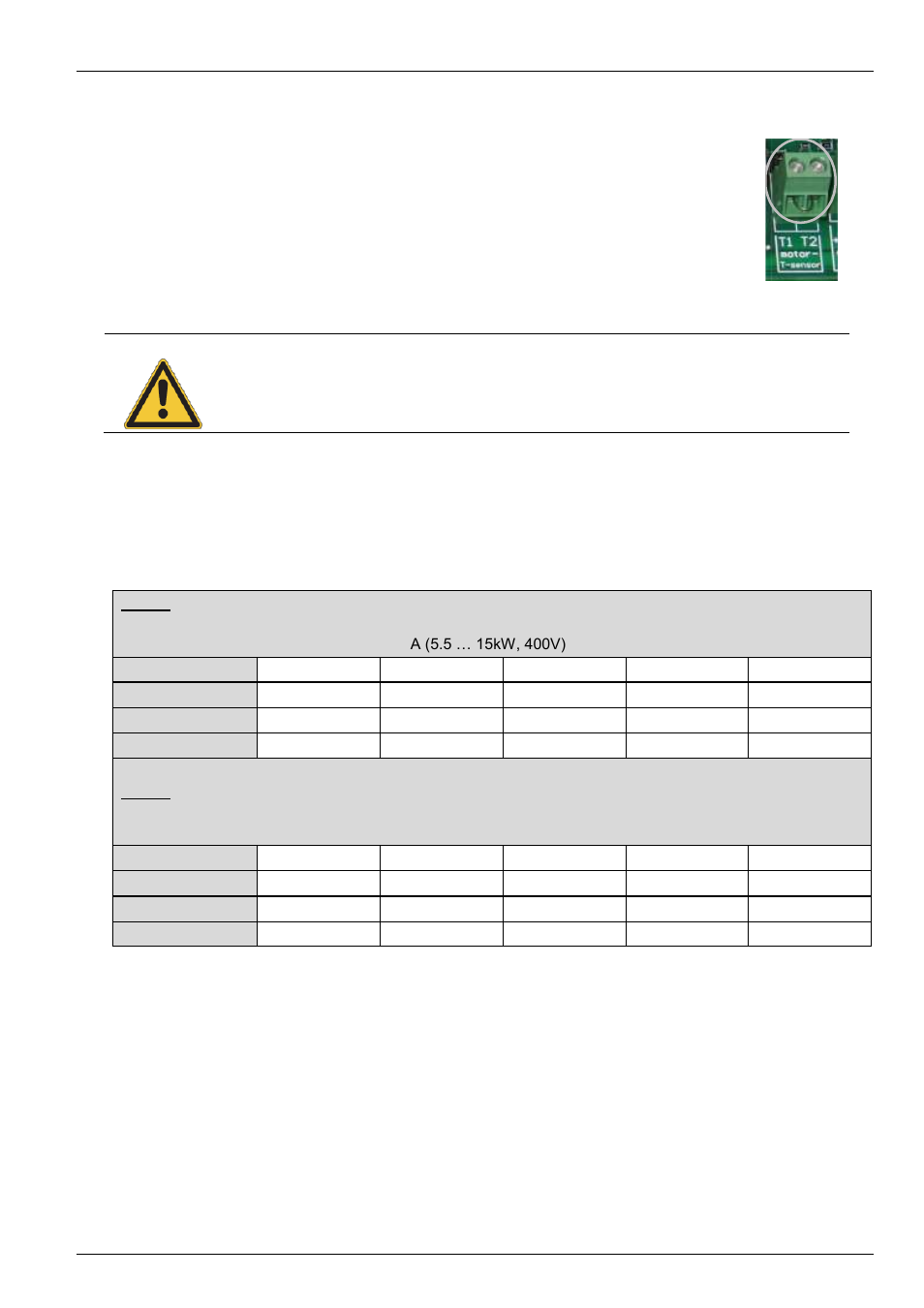 5 temperature sensor (t1, t2), 6 powerconnection terminals | NORD Drivesystems BU0750 User Manual | Page 23 / 157