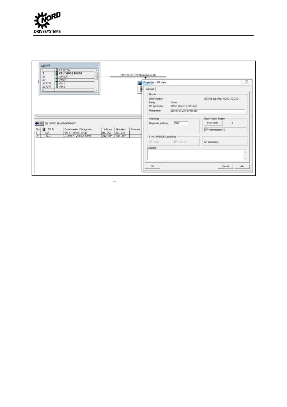 Fig. 7: slave configuration, properties, General [sk 5xxe] - profibus, 2 step 7 hardware configurator | NORD Drivesystems BU0940 User Manual | Page 17 / 44