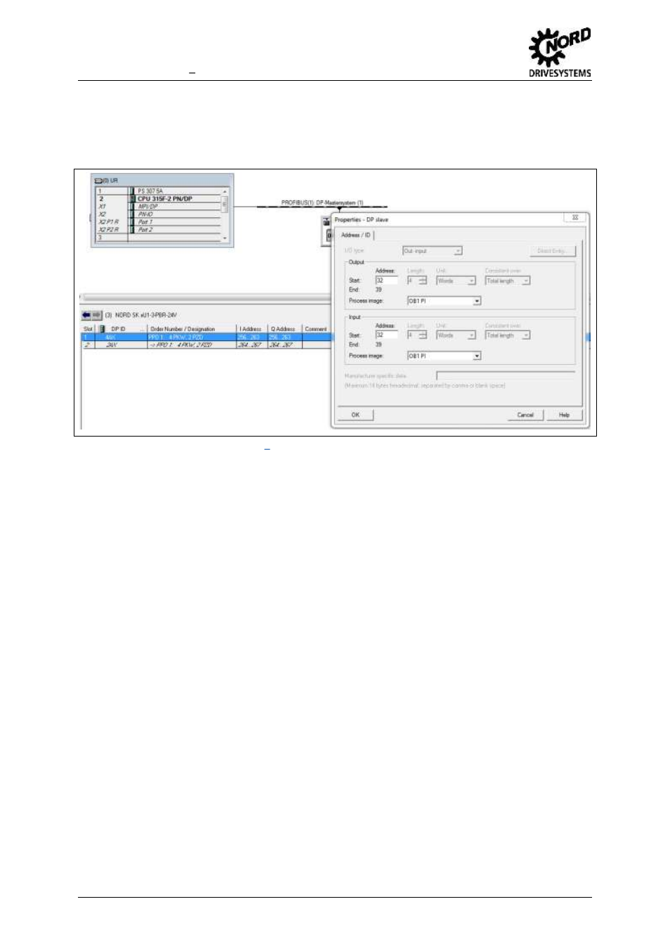 Fig. 8: slave configuration, properties, Address ranges [sk 5xxe] - profibus | NORD Drivesystems BU0940 User Manual | Page 18 / 44