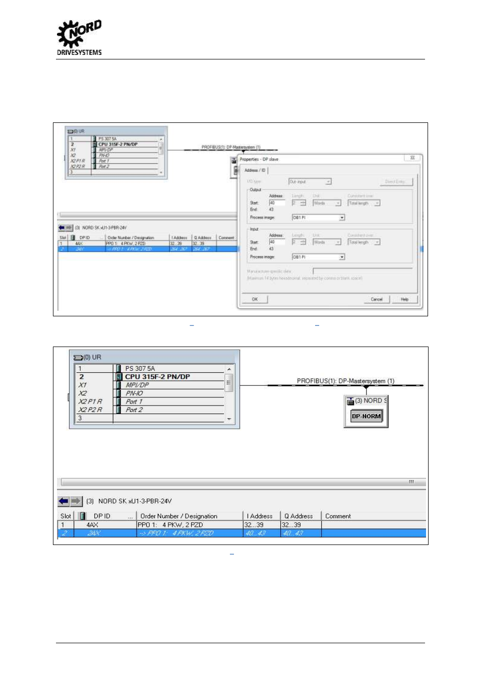 Fig. 9: slave configuration, properties, Further address ranges [sk 5xxe] – profibus, Fig. 10: slave configuration, properties [sk 5xxe | Profibus, 2 step 7 hardware configurator | NORD Drivesystems BU0940 User Manual | Page 19 / 44