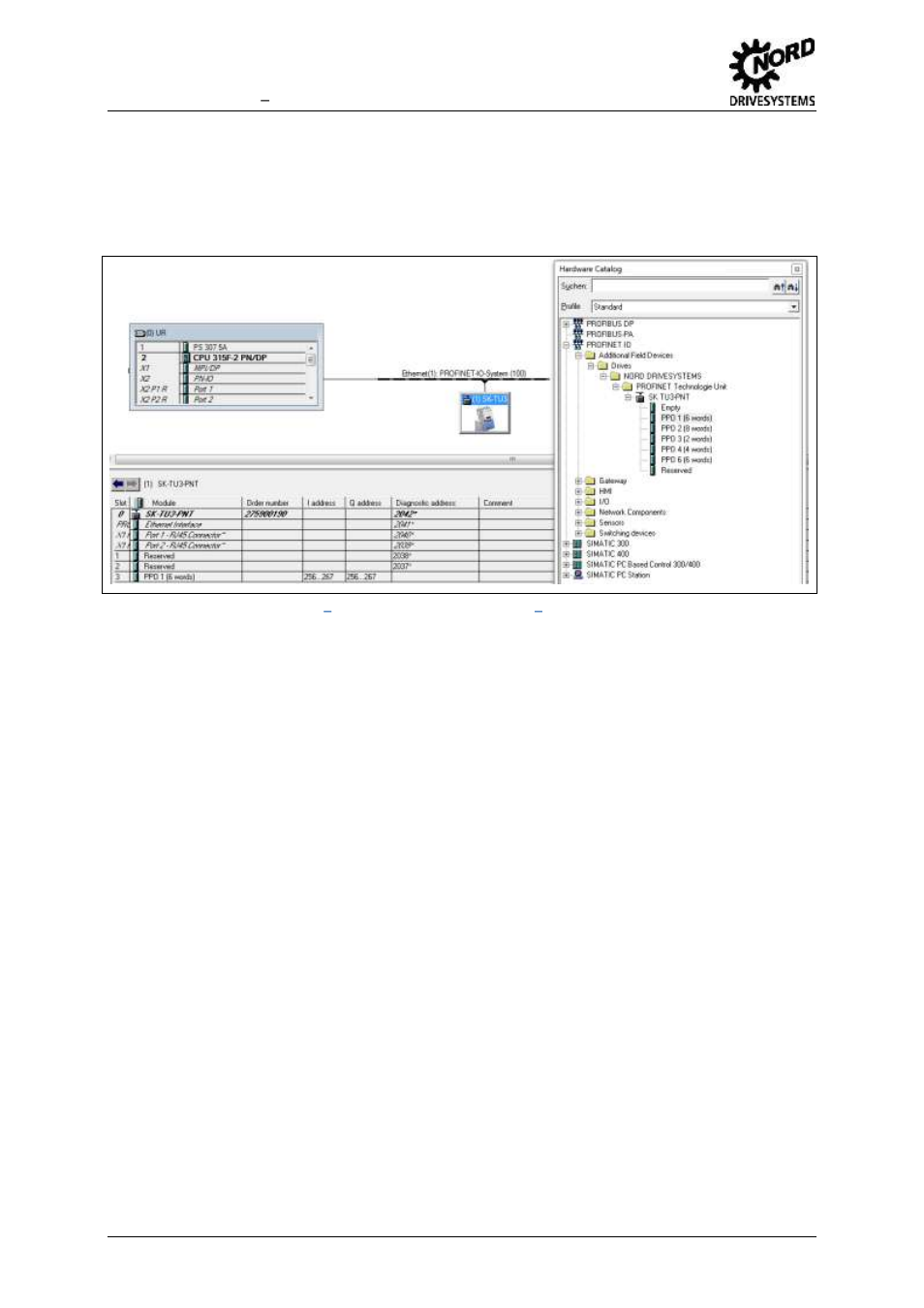 2 step 7 hardware configurator for profinet io, Step 7 hardware configurator for profinet io, Fig. 11: hardware configuration | Integration of nord modules – profinet io | NORD Drivesystems BU0940 User Manual | Page 20 / 44