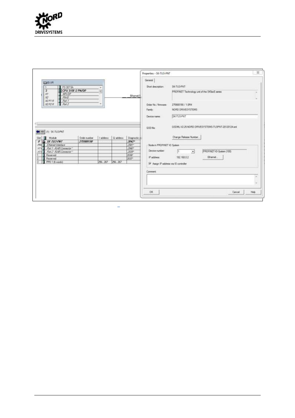 Fig. 12 slave configuration, properties, General - profinet io, 2 step 7 hardware configurator | NORD Drivesystems BU0940 User Manual | Page 21 / 44