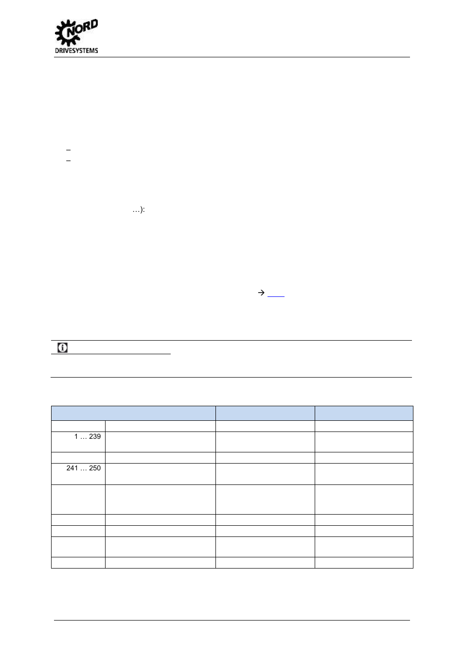 Configuration in the bus system, Addressing, Table 3: powerlink node id assignment | Information, 3 configuration in the bus system, 1 addressing, Adoption of the address | NORD Drivesystems BU2200 User Manual | Page 8 / 42