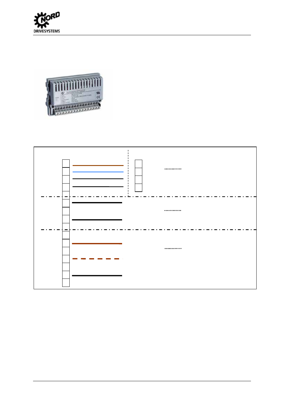 Electronic brake rectifier, sk cu4-mbr, Power and and control terminal connection | NORD Drivesystems MI0300 User Manual | Page 23 / 36