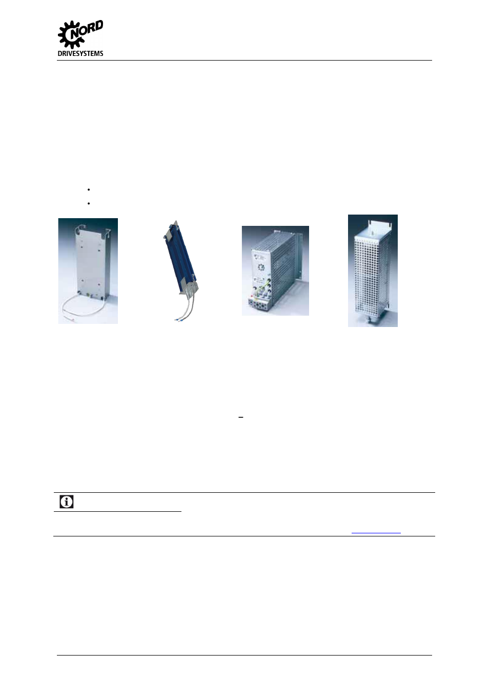 8 braking resistors, Version, Braking resistors | Figure 8: braking resistor versions, Information, 2 implementation | NORD Drivesystems MI0700 User Manual | Page 47 / 84