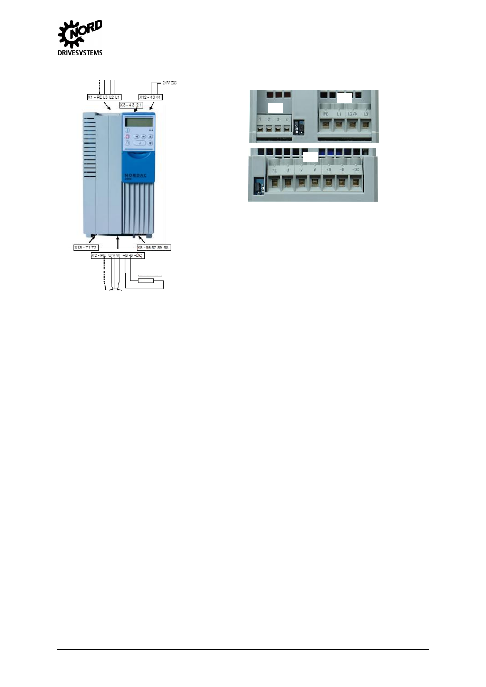 Figure 10: power connection sk 5xxe up to size 7, 3 power and control terminal connection | NORD Drivesystems MI0700 User Manual | Page 51 / 84