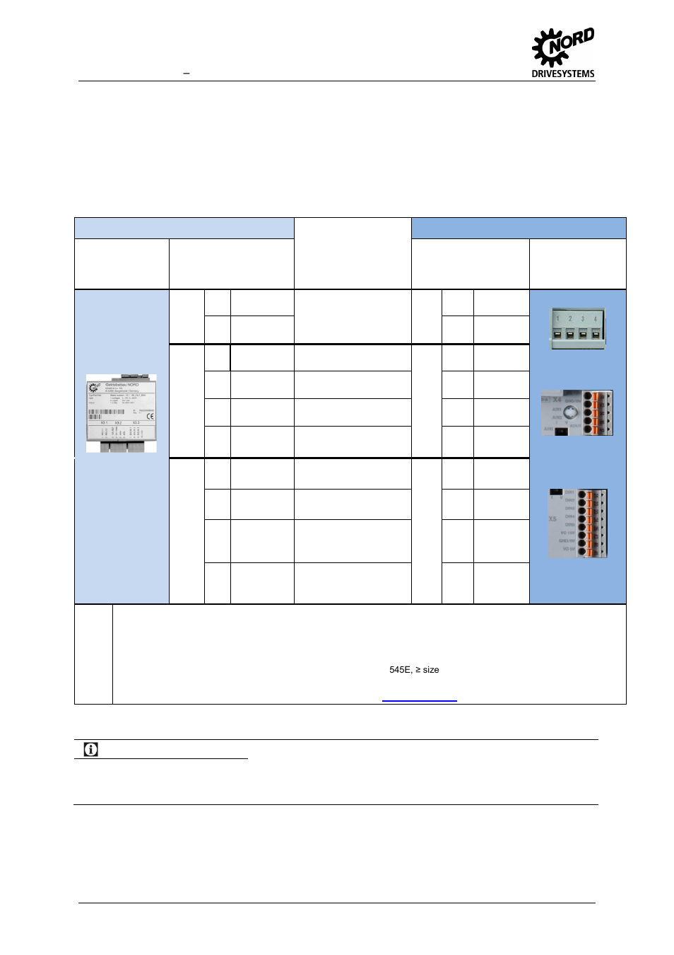 1 i/o customer units, I/o customer units, Table 34: customer unit basic i/o, sk cu1-bsc | Information, Analogue input (differential input) | NORD Drivesystems MI0700 User Manual | Page 54 / 84