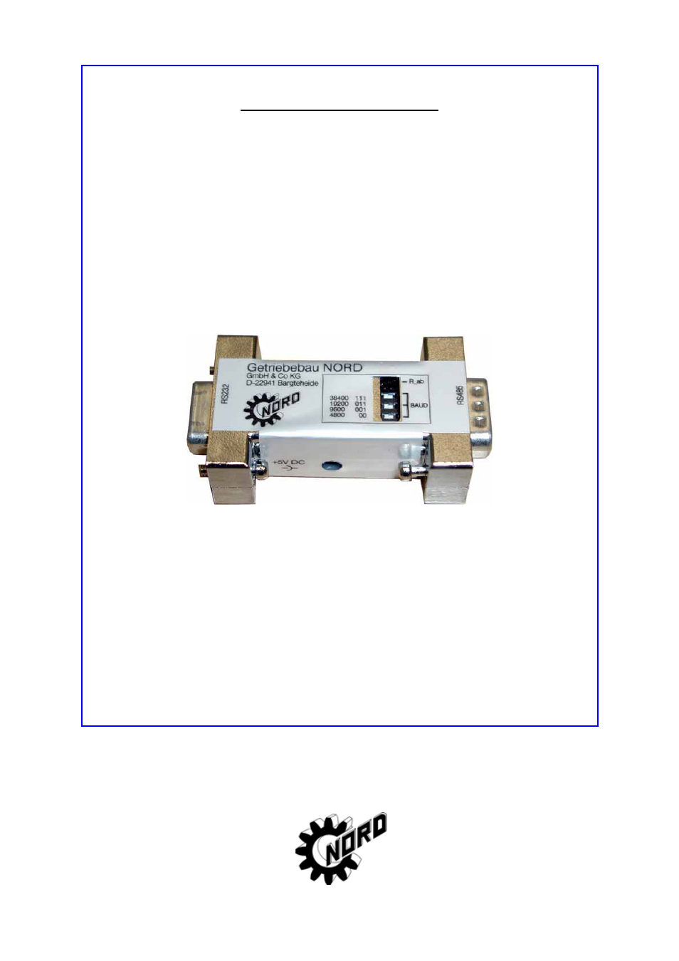 NORD Drivesystems BU0010 User Manual | 4 pages