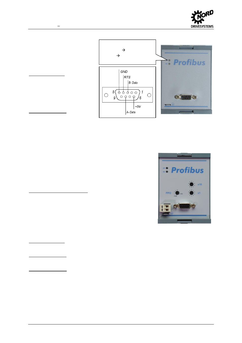 2 profibus module sk tu1-pbr, 3 profibus module sk tu1-pbr-24v, Profibus module sk tu1-pbr | Profibus module sk tu1-pbr-24v | NORD Drivesystems BU0020 User Manual | Page 20 / 104