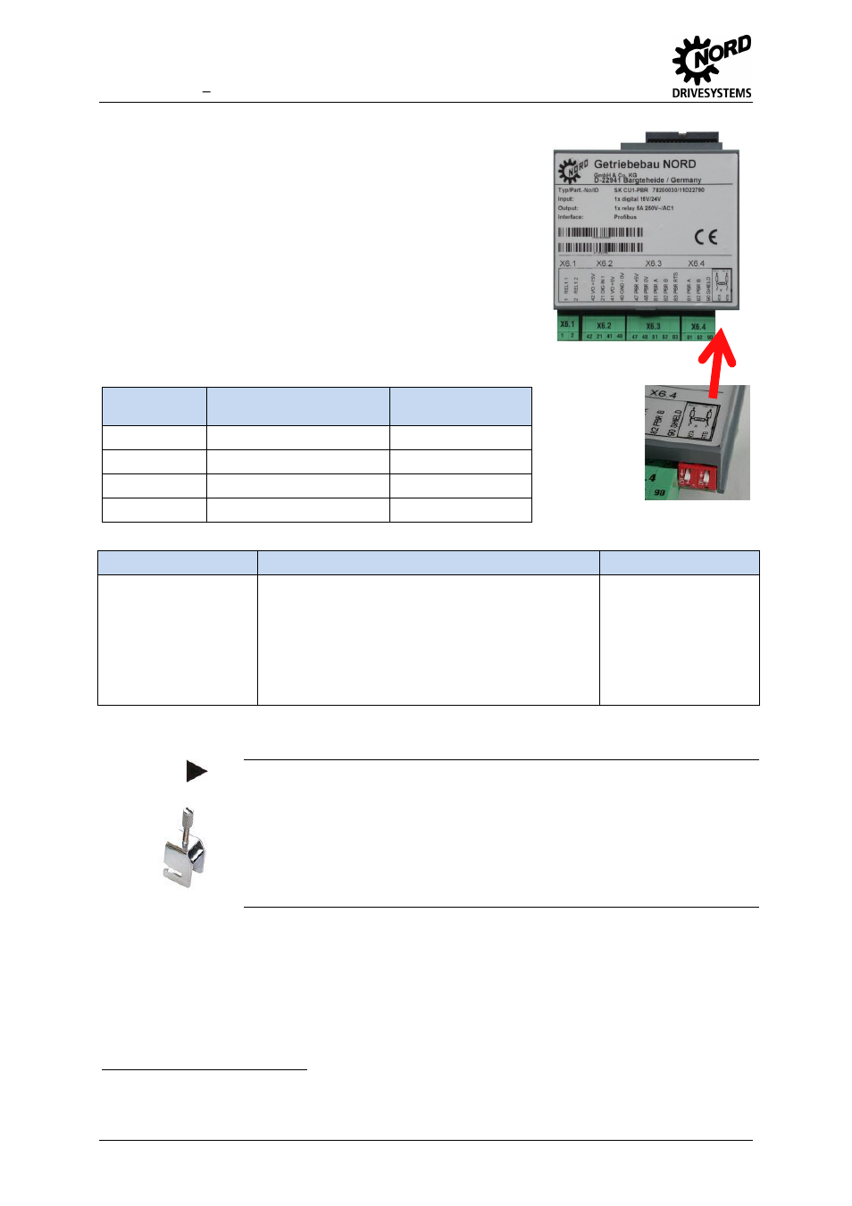 5 profibus module, sk cu1-pbr (and sk 750e), Profibus module, sk cu1-pbr (and sk 750e), Table 4: sk cu1-pbr, overview of customer units | NORD Drivesystems BU0020 User Manual | Page 22 / 104