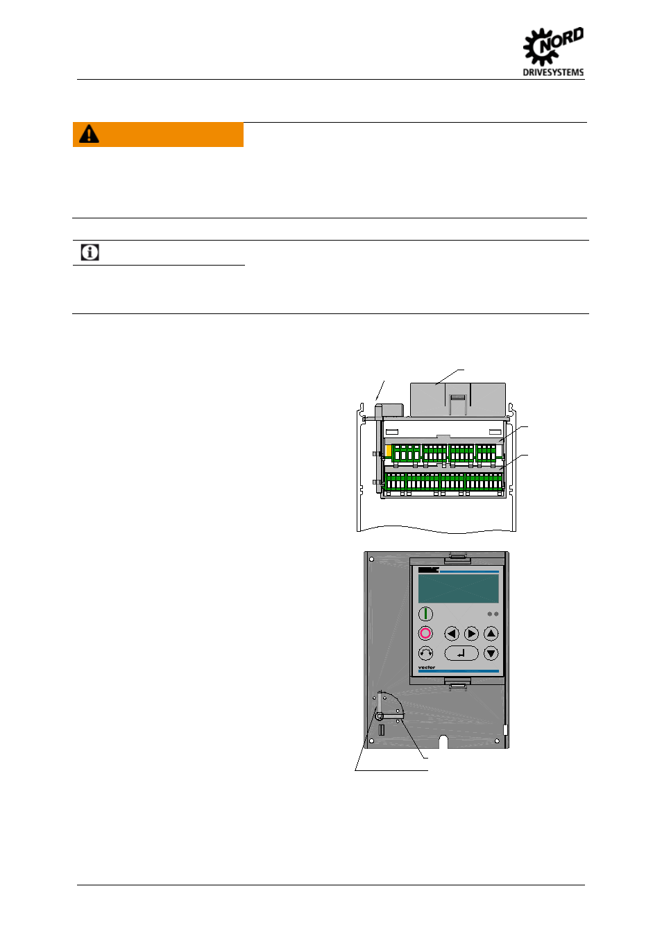 7 installation of the sk cu1-xxx customer unit, Installing the customer unit, Installation of the sk cu1-xxx customer unit | Warning, Electric shock, Error message e017 | NORD Drivesystems BU0060 User Manual | Page 28 / 104