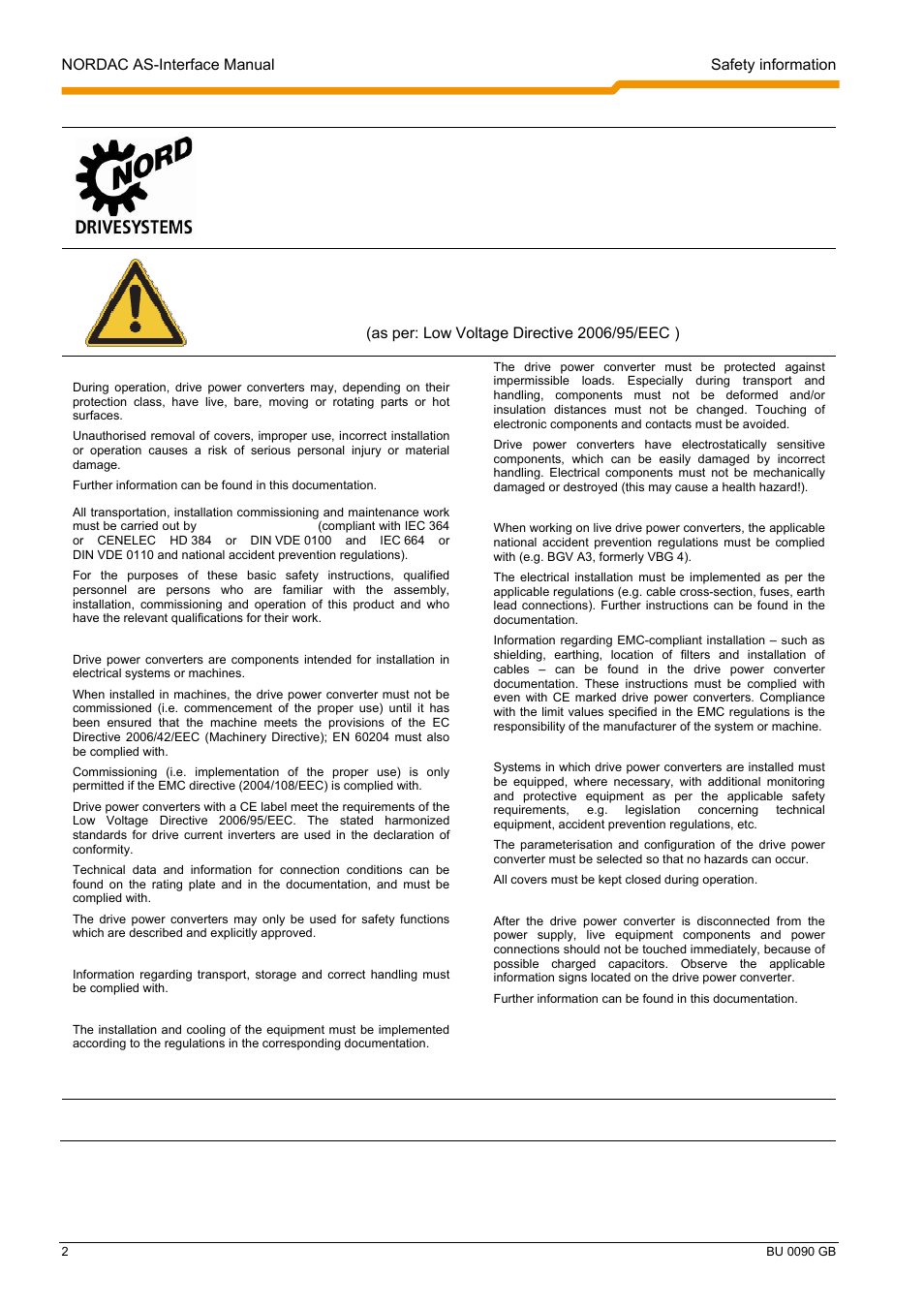 NORD Drivesystems BU0090 User Manual | Page 2 / 72