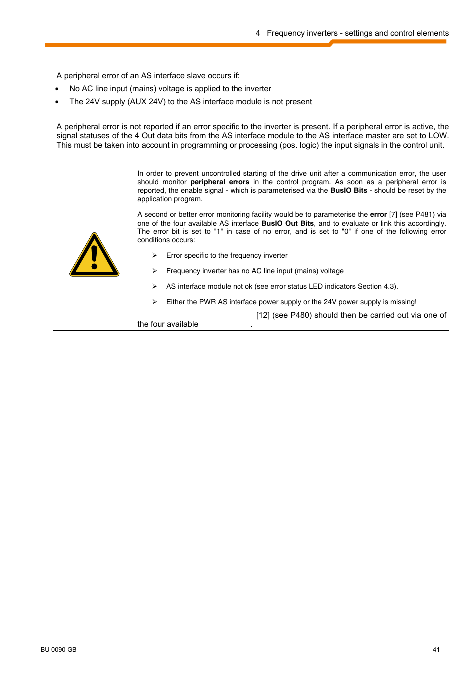 5 peripheral error on as interface module | NORD Drivesystems BU0090 User Manual | Page 41 / 72