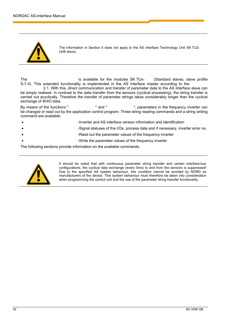 5 data transfer / parameter-string transfer | NORD Drivesystems BU0090 User Manual | Page 42 / 72