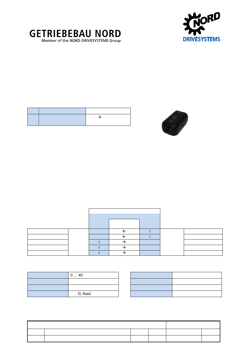 NORD Drivesystems TI 275274603 User Manual | 2 pages