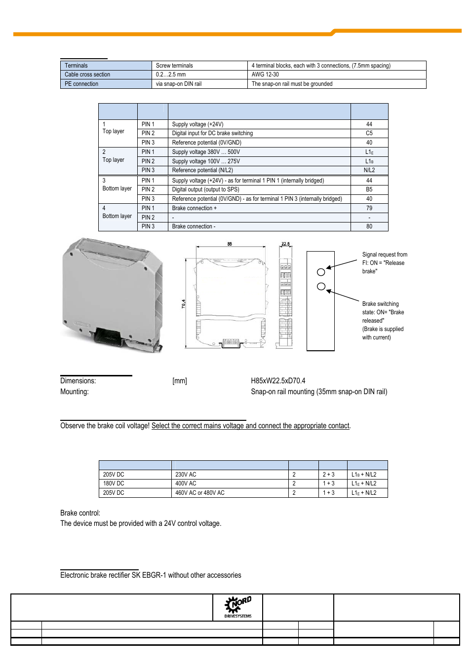 Installation data, Commissioning and operating information, Scope of delivery | Connections, Getriebebau nord gmbh & co. kg | NORD Drivesystems TI059_19140990 User Manual | Page 2 / 2