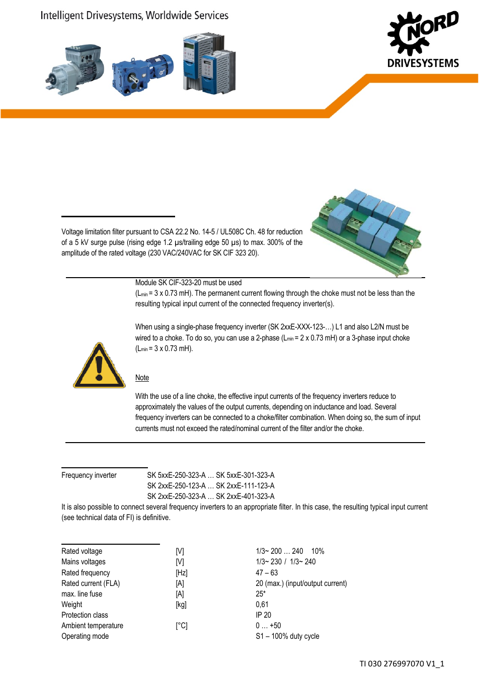 NORD Drivesystems TI030_276997070 User Manual | 2 pages