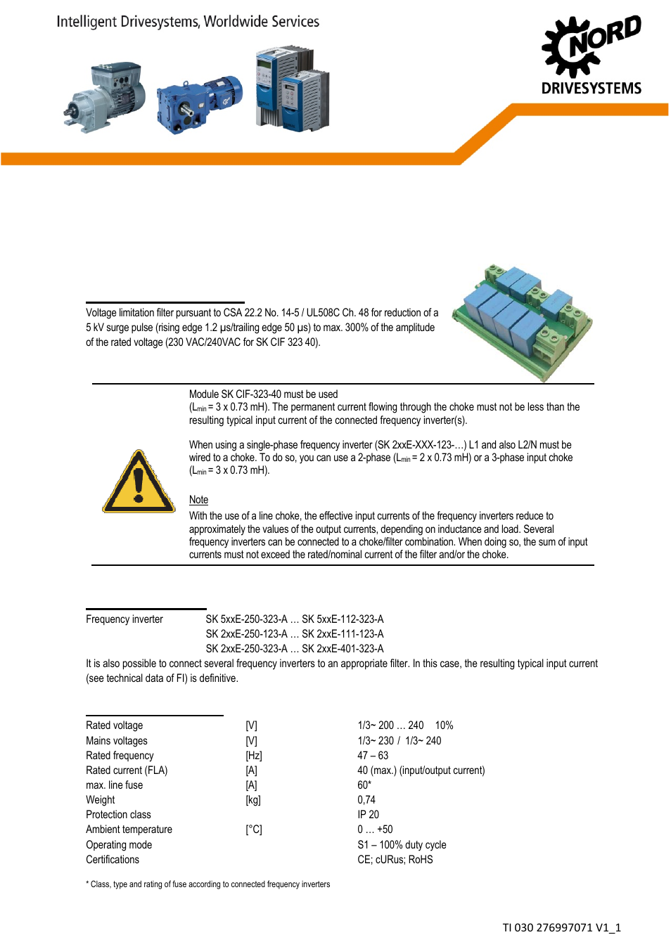 NORD Drivesystems TI030_276997071 User Manual | 2 pages