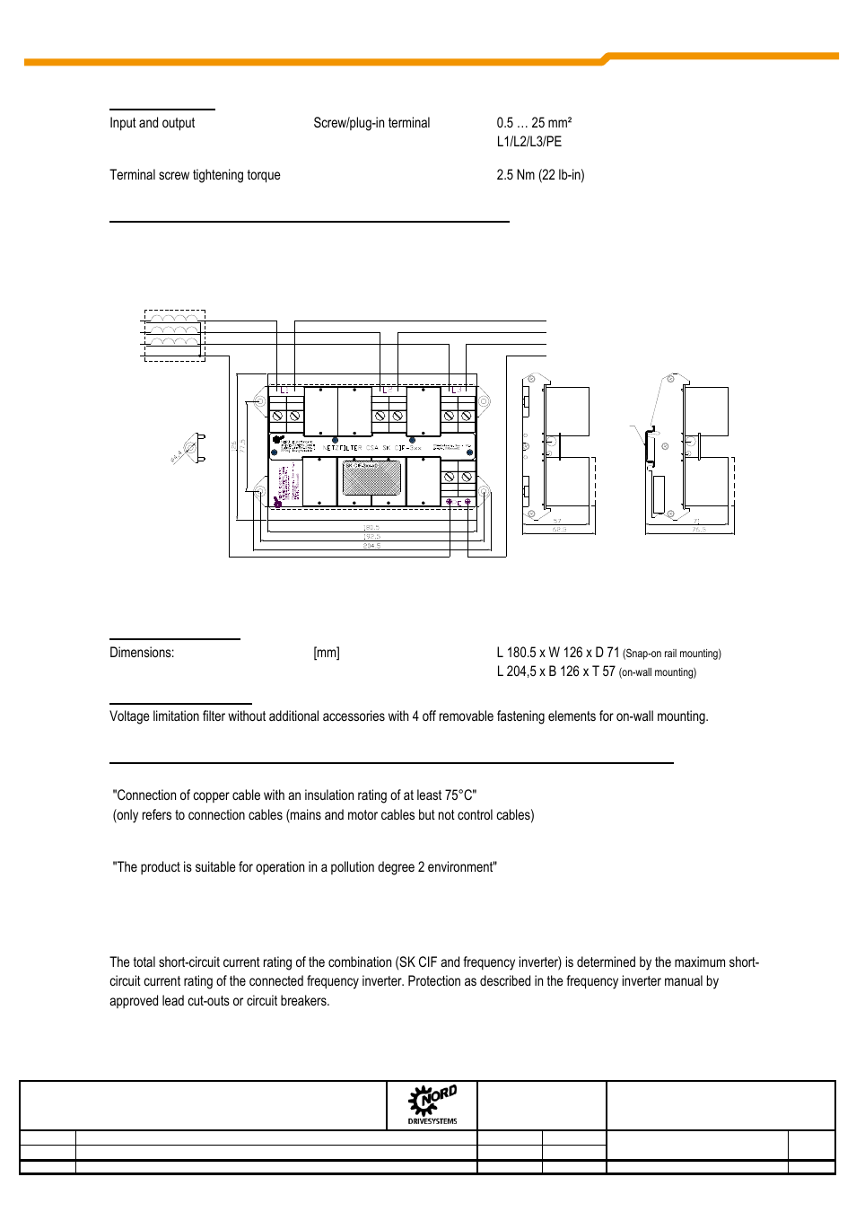 Connections, Schematic circuit diagram of electrical connection, Installation data | Scope of delivery, Ul/cul approval, Getriebebau nord gmbh & co. kg | NORD Drivesystems TI030_276997071 User Manual | Page 2 / 2