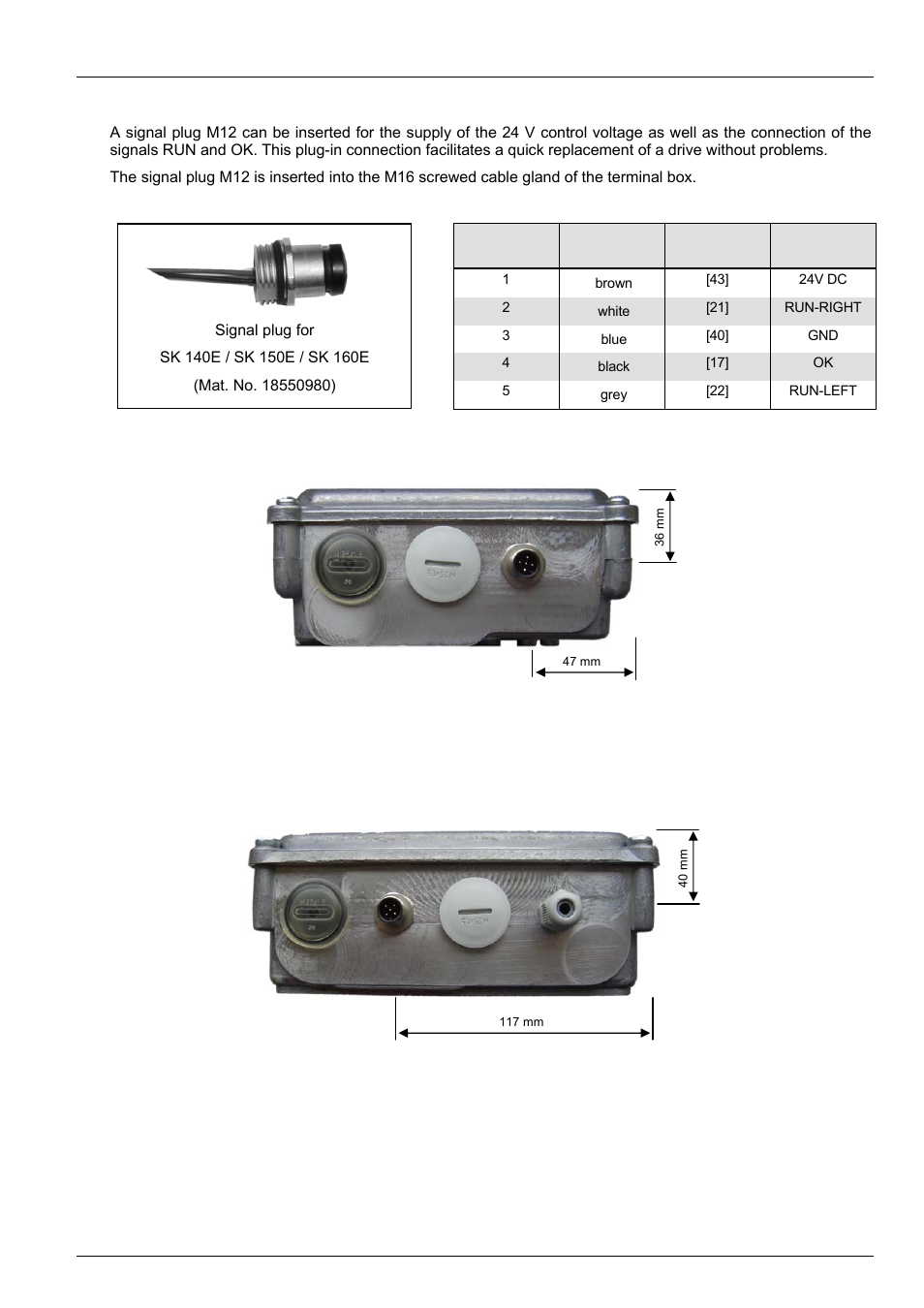 4 signal plug m12 for control signals | NORD Drivesystems BU0100 User Manual | Page 27 / 36