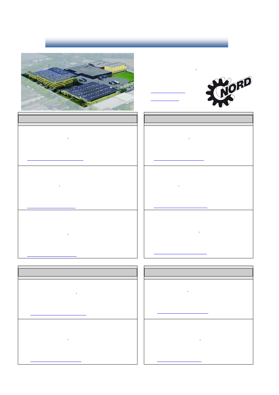 Nord branch offices in germany, Getriebebau nord, Branch office north branch office south | Branch office west branch office east | NORD Drivesystems BU0130 User Manual | Page 24 / 24