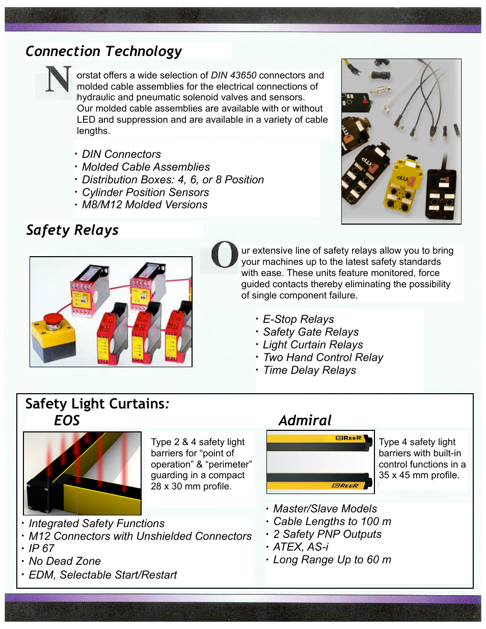 Safety relays connection technology, Safety light curtains : eos admiral | NORSTAT Norstat User Manual | Page 3 / 4