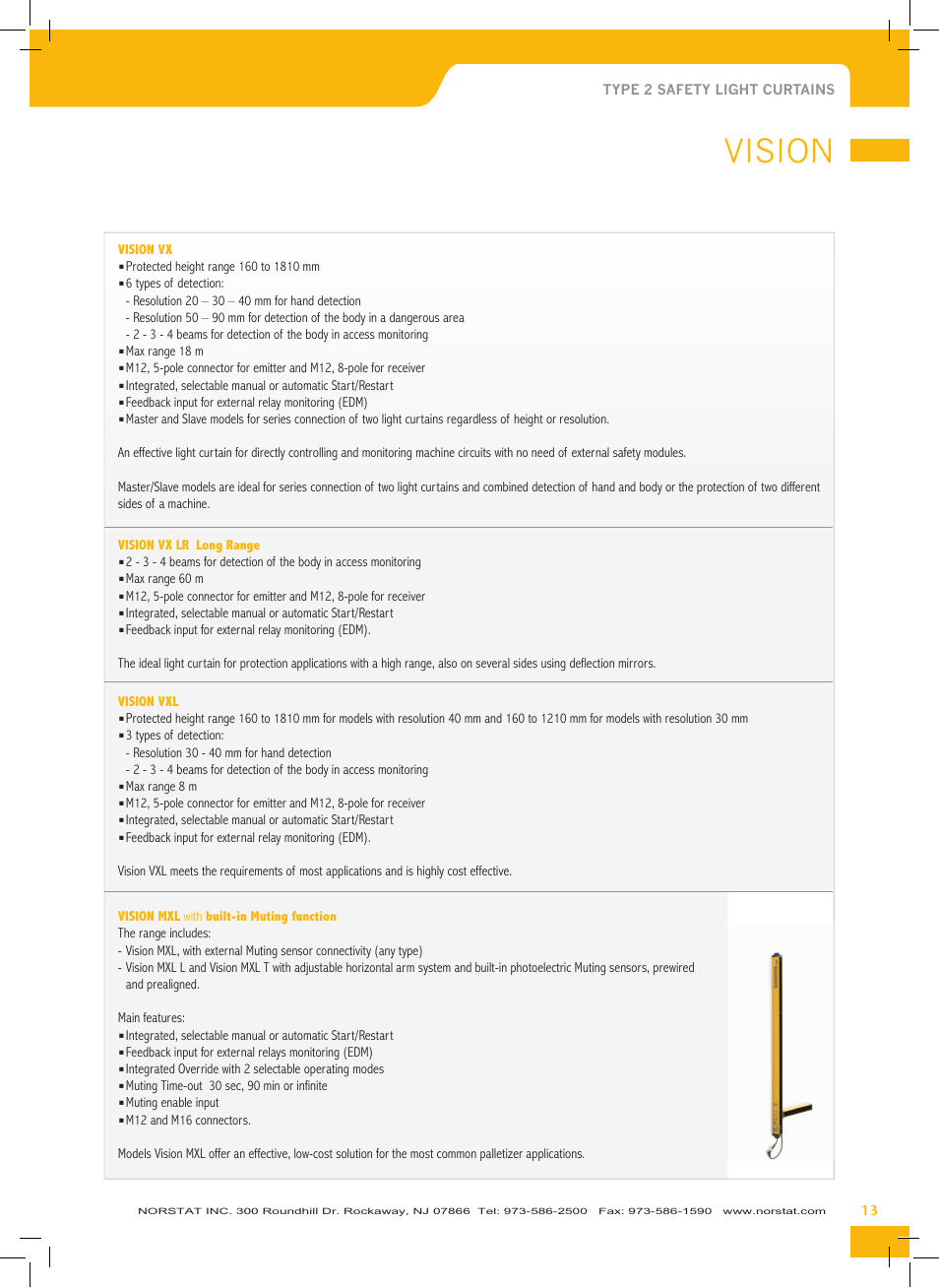 Vision | NORSTAT Safety Light Curtains,Safety Controllers User Manual | Page 15 / 28