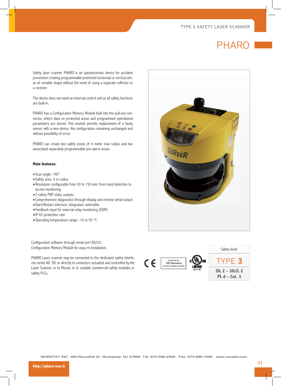 Pharo, Type 3 | NORSTAT Safety Light Curtains,Safety Controllers User Manual | Page 23 / 28