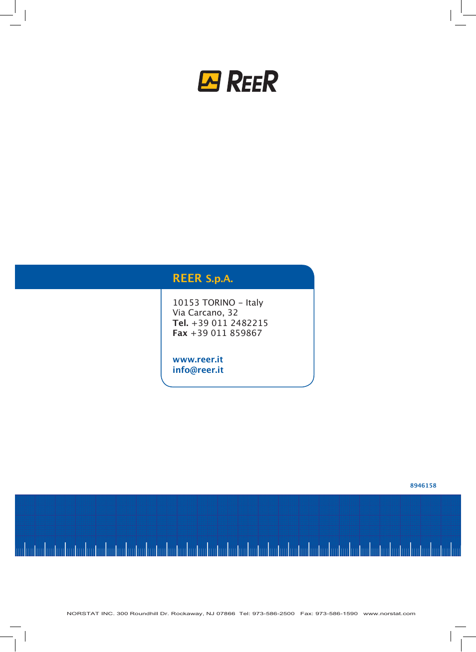 Reer, S.p.a | NORSTAT Safety Light Curtains,Safety Controllers User Manual | Page 28 / 28