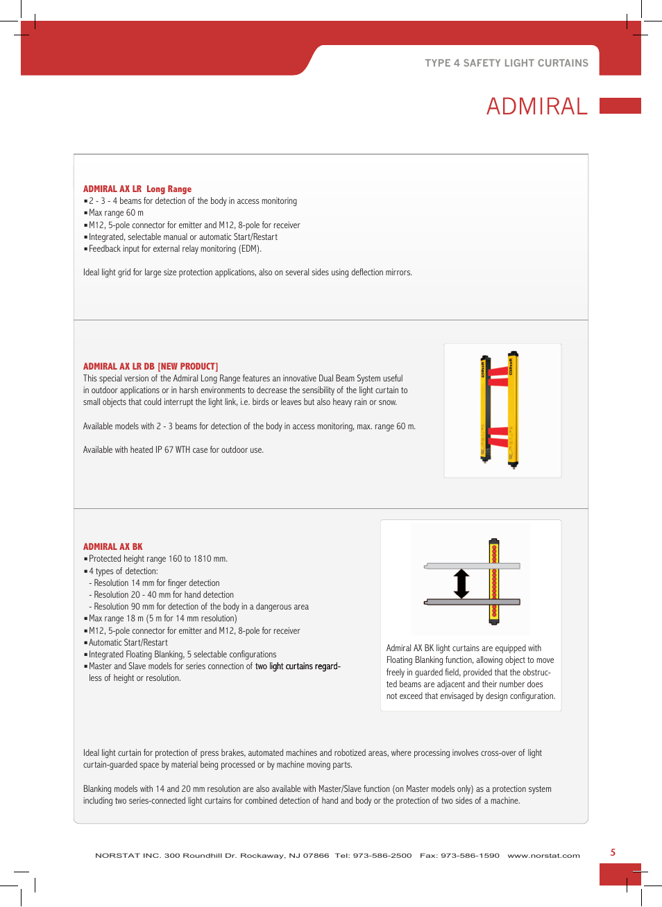 Admiral | NORSTAT Safety Light Curtains,Safety Controllers User Manual | Page 7 / 28