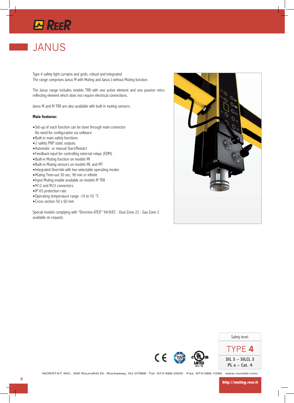 Janus, Type 4 | NORSTAT Safety Light Curtains,Safety Controllers User Manual | Page 8 / 28