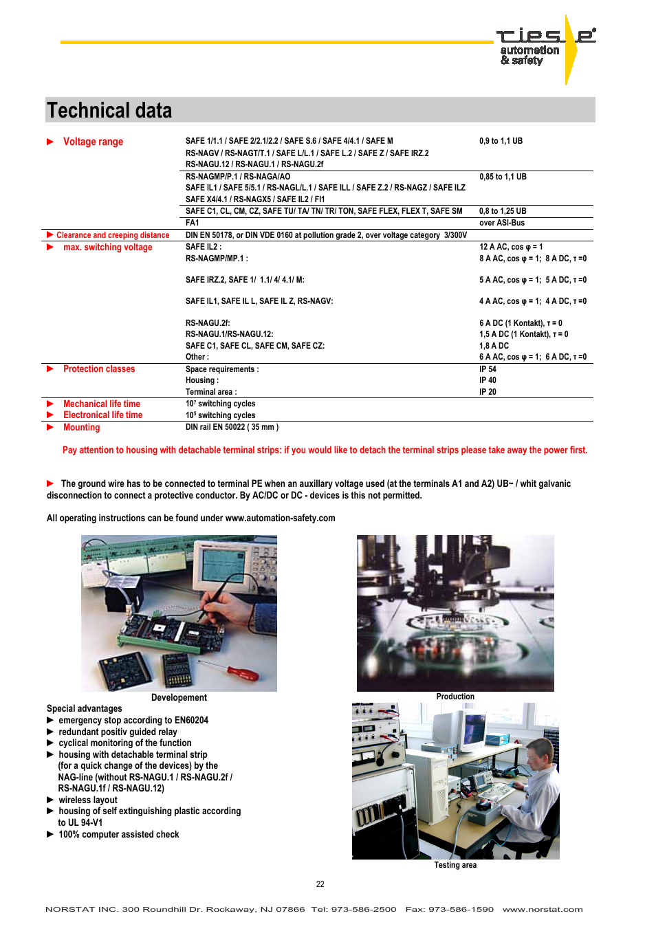 Technical data | NORSTAT Safety Relays User Manual | Page 37 / 43