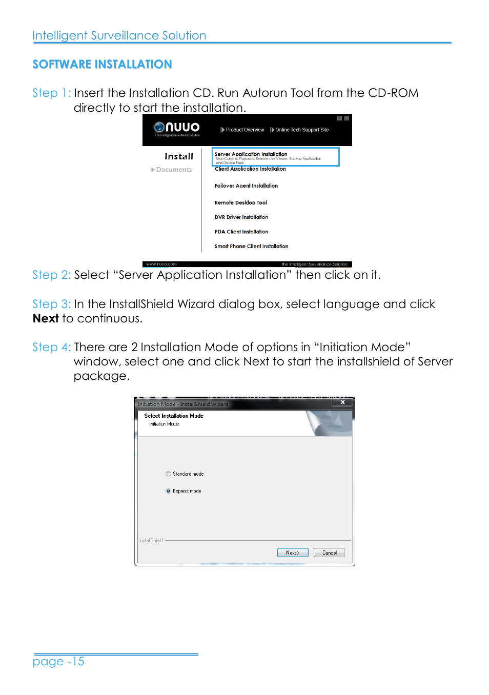 Software installation | NUUO 8000HD SERIES User Manual | Page 16 / 34