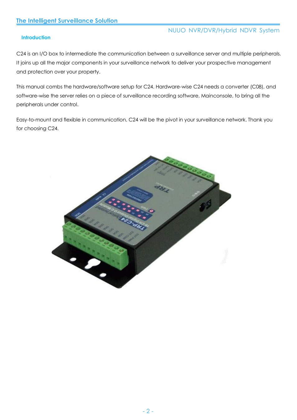 Introduction | NUUO SCB-C24 User Manual | Page 3 / 17