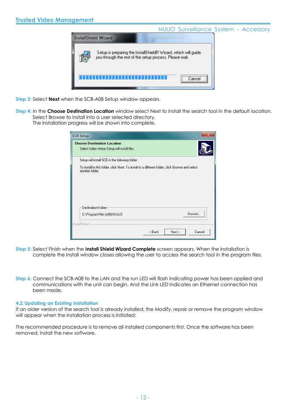 Updating an existing installation | NUUO SCB-A08 User Manual | Page 13 / 22