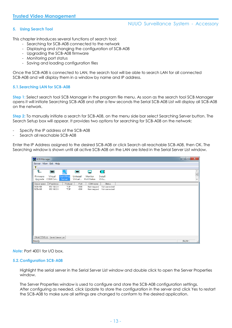 Using search tool, Searching lan for scb-a08, Configuration scb-a08 | NUUO SCB-A08 User Manual | Page 14 / 22