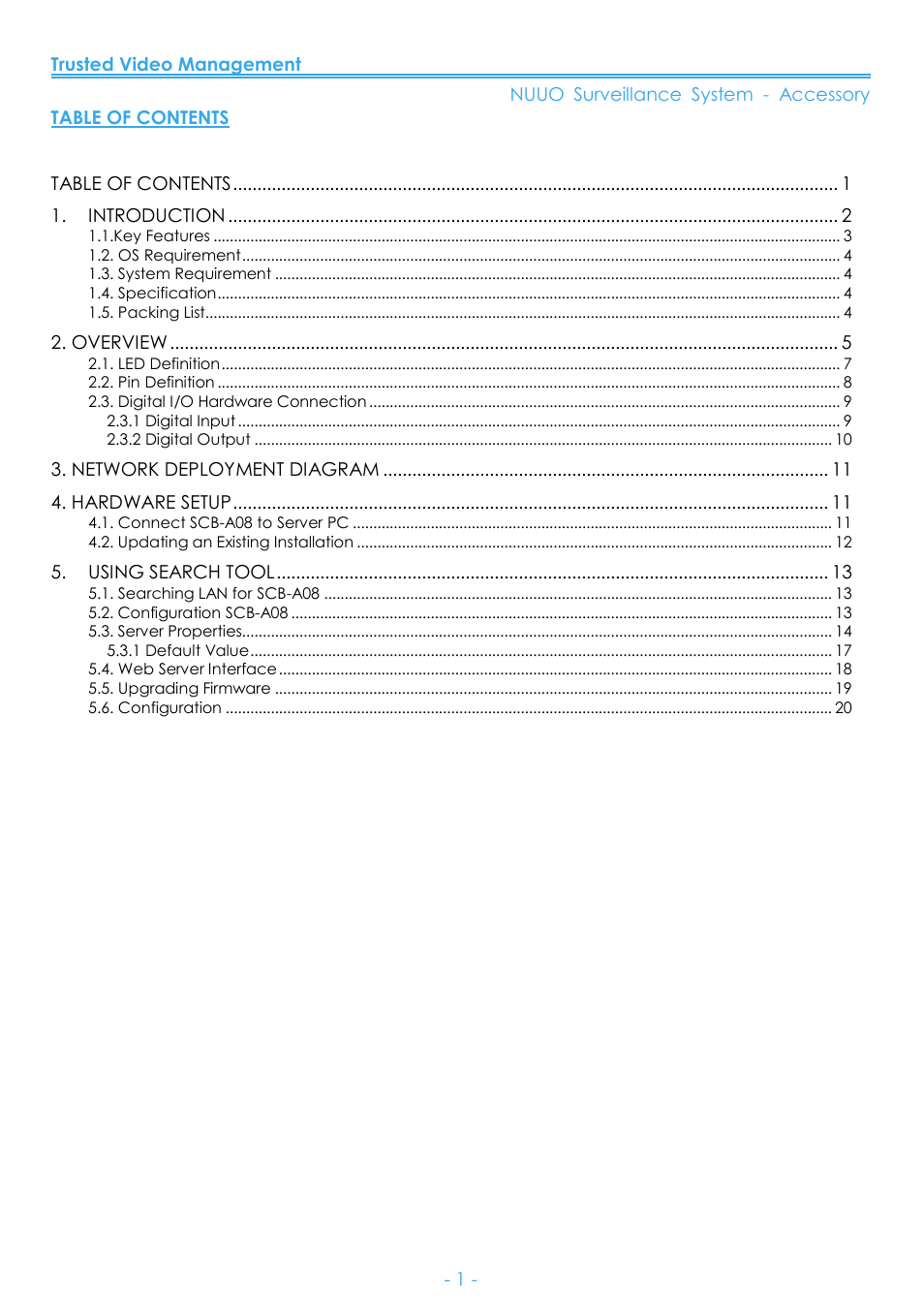 NUUO SCB-A08 User Manual | Page 2 / 22