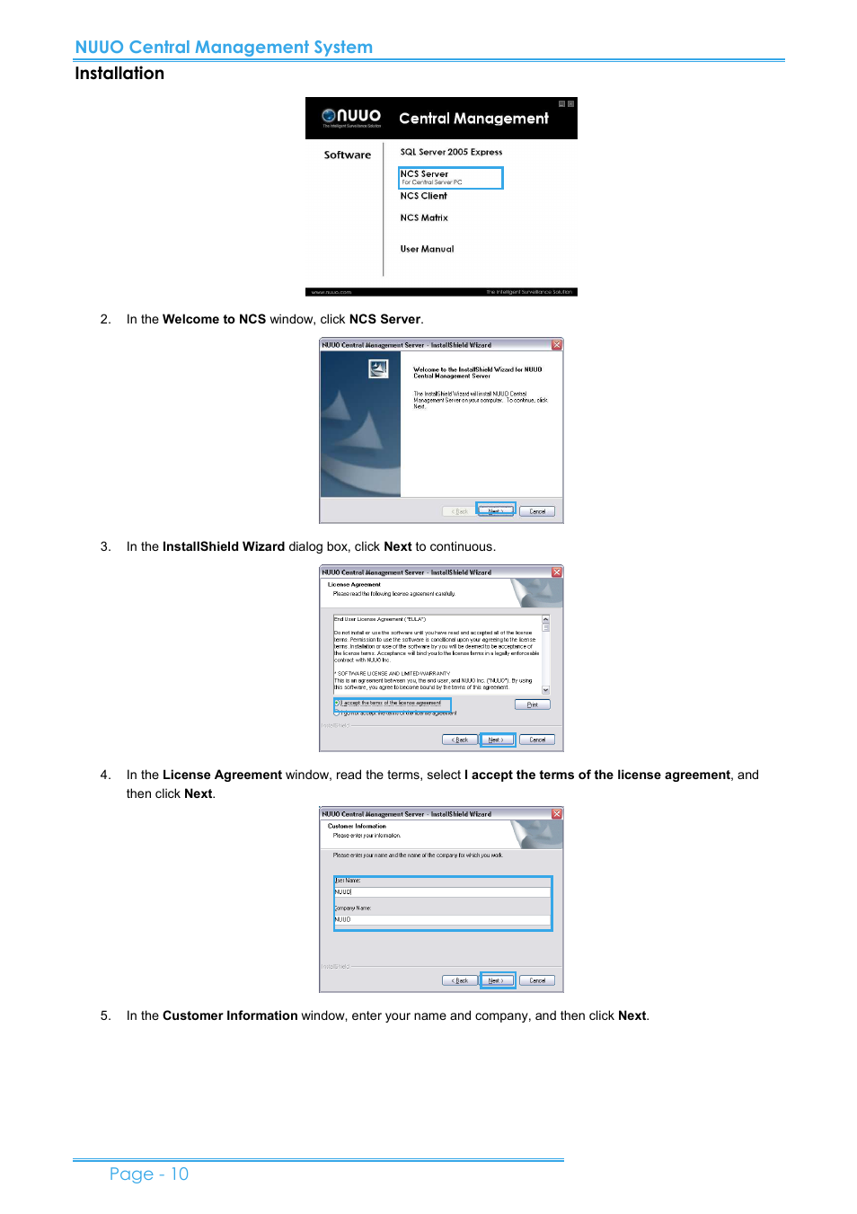 Nuuo central management system installation, Page - 10 | NUUO CMS User Manual | Page 10 / 21