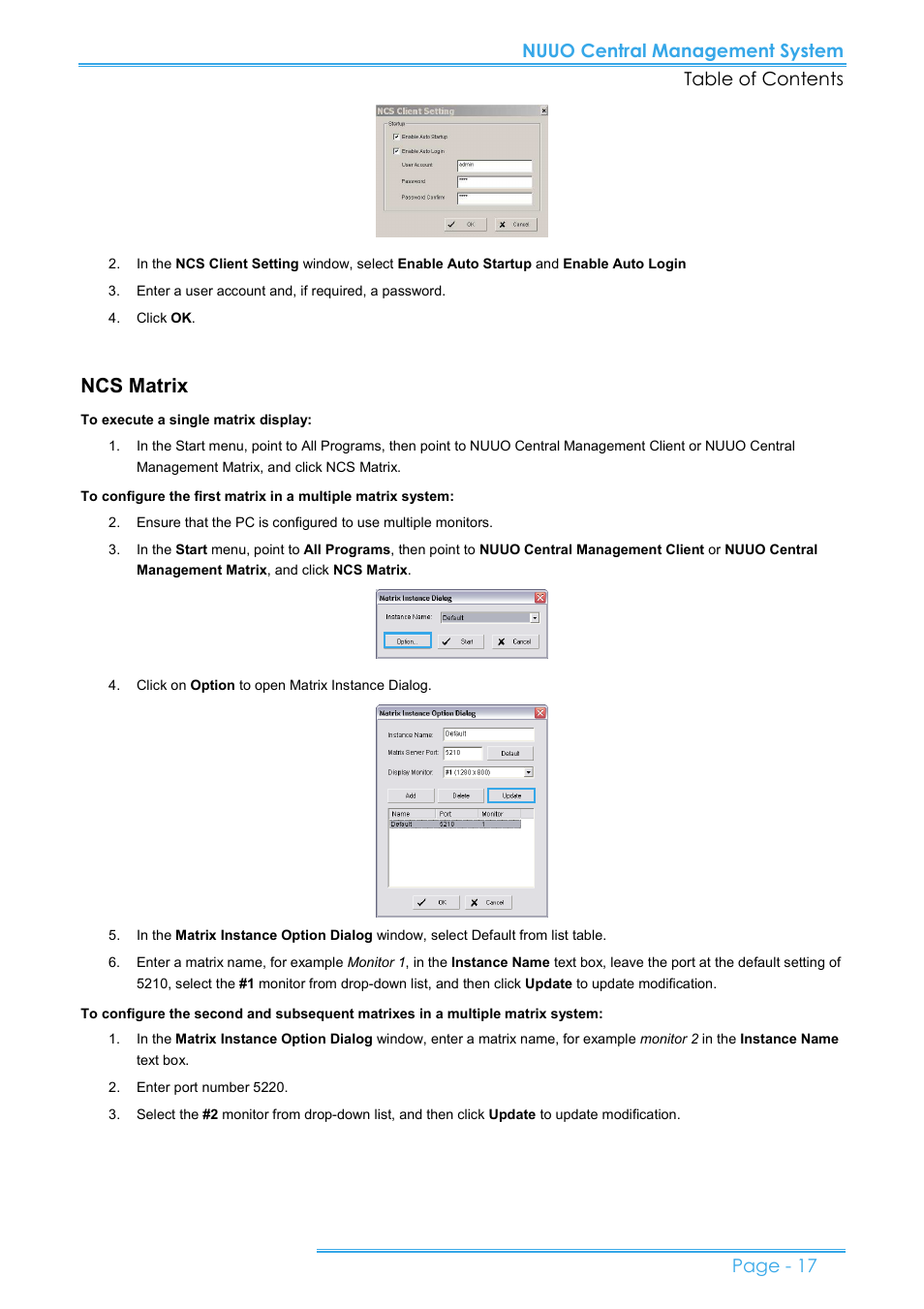 Ncs matrix | NUUO CMS User Manual | Page 17 / 21