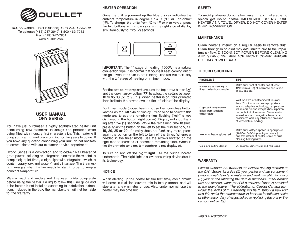 Ouellet OHY User Manual | Page 3 / 4