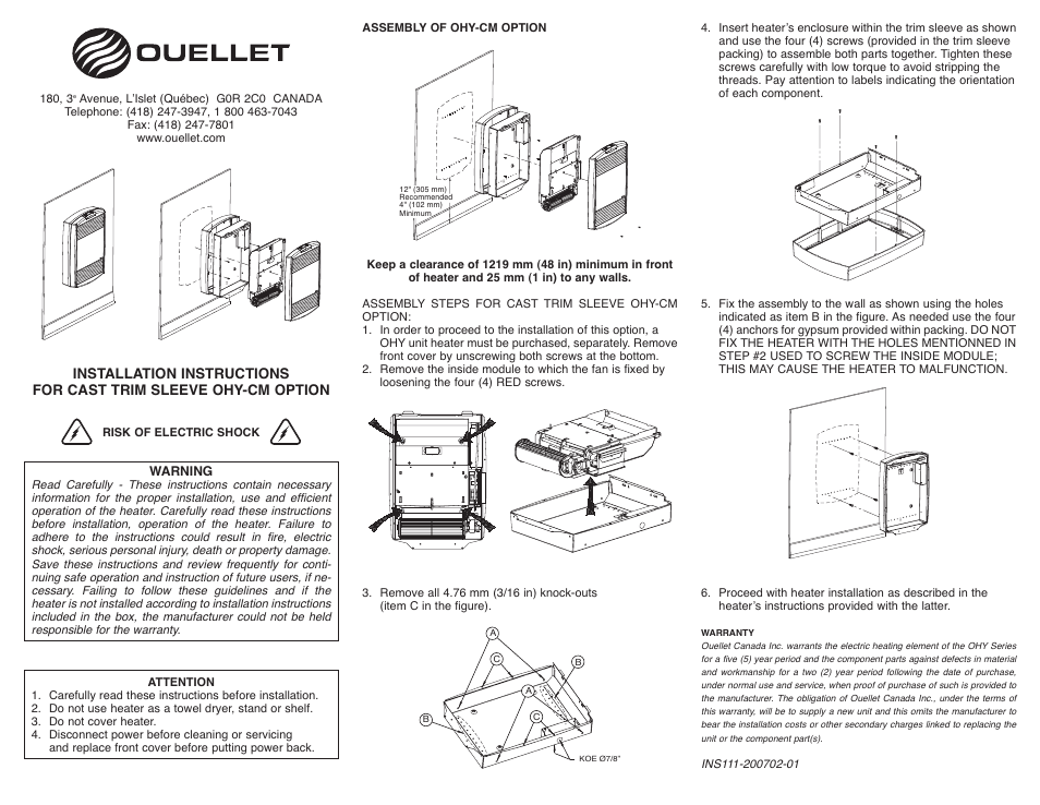 Ouellet OHY User Manual | Page 4 / 4