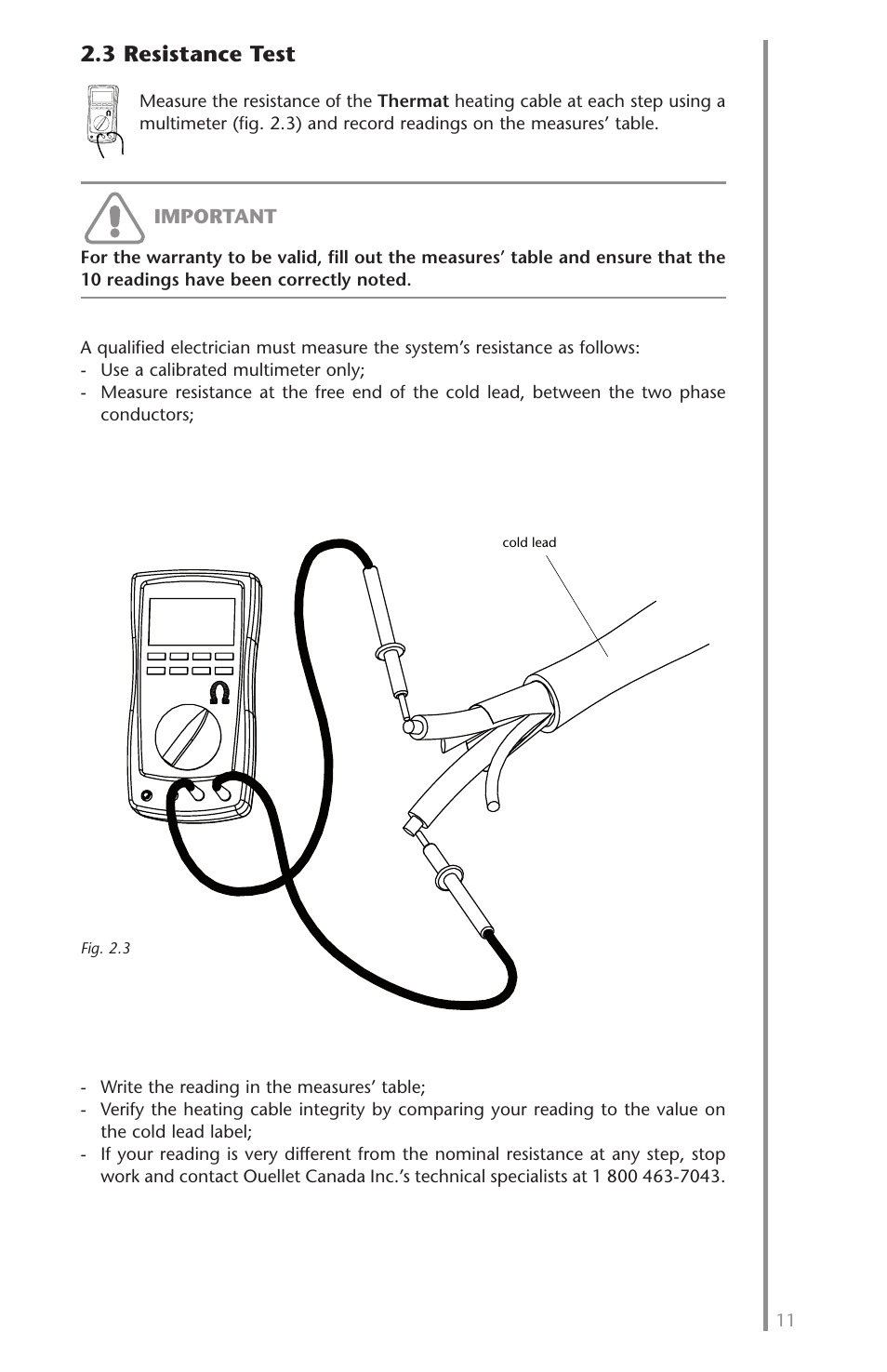 3 resistance test | Ouellet OTM User Manual | Page 10 / 26