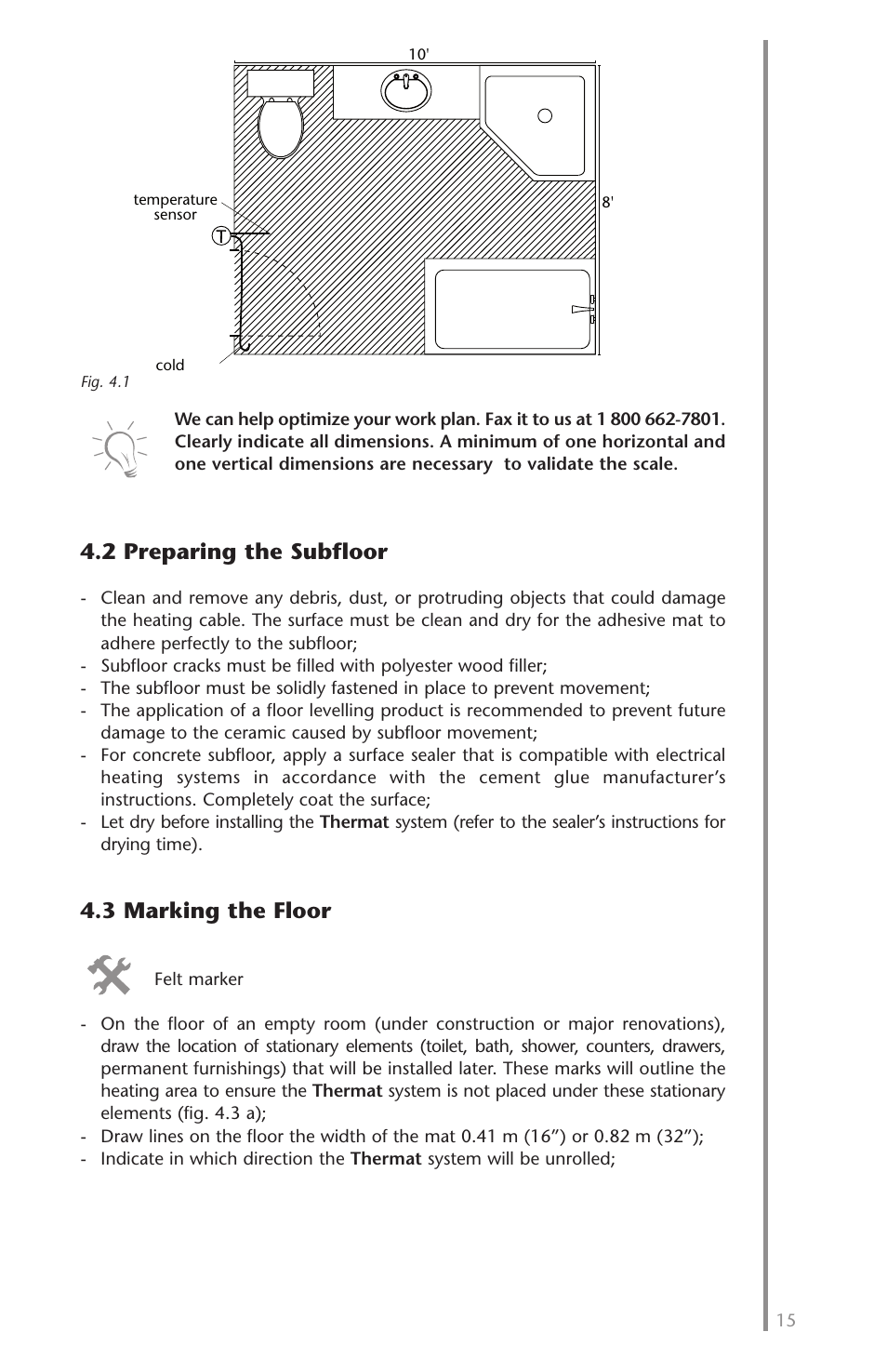 2 preparing the subfloor, 3 marking the floor | Ouellet OTM User Manual | Page 14 / 26