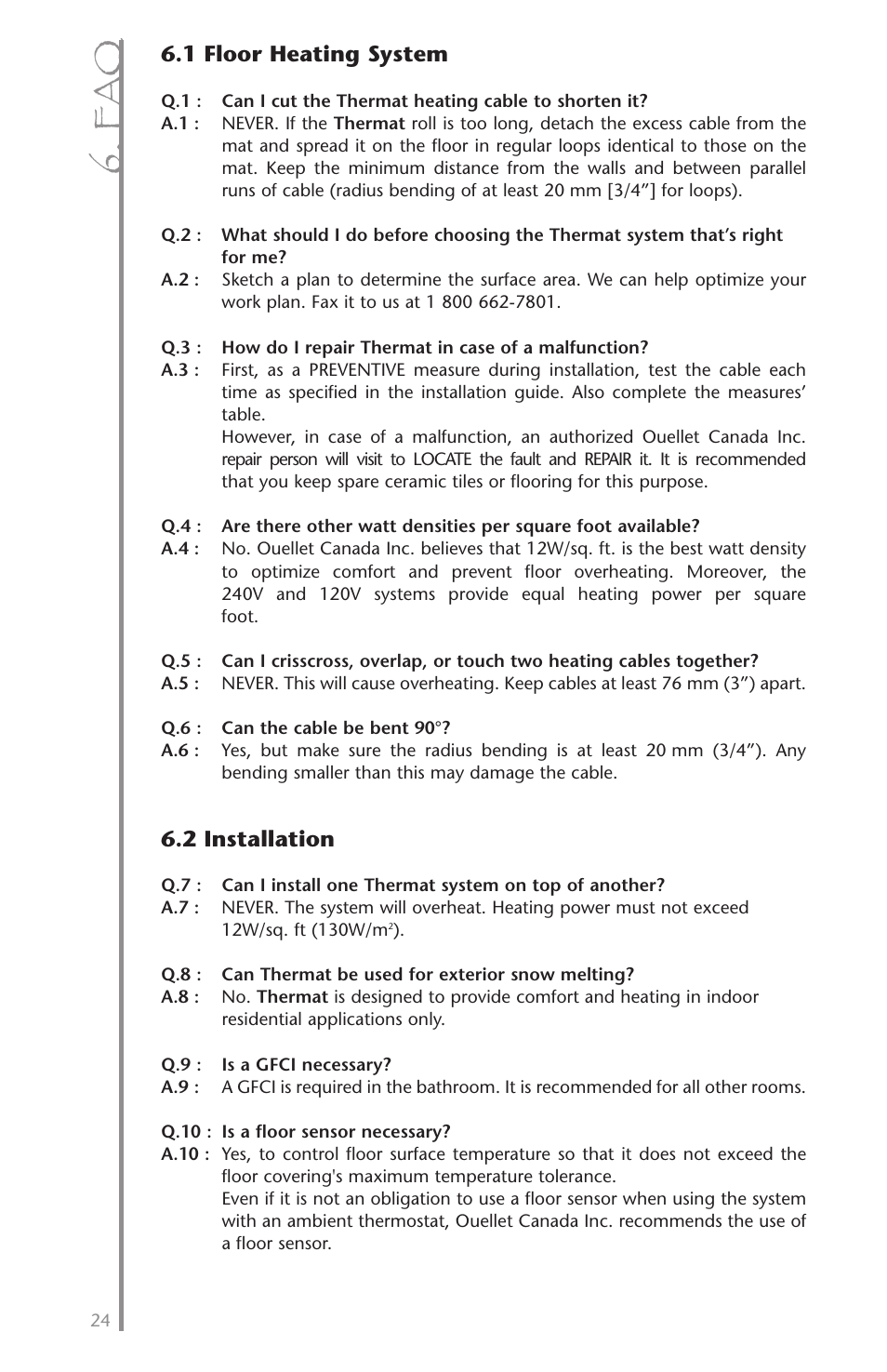 Fa q | Ouellet OTM User Manual | Page 23 / 26