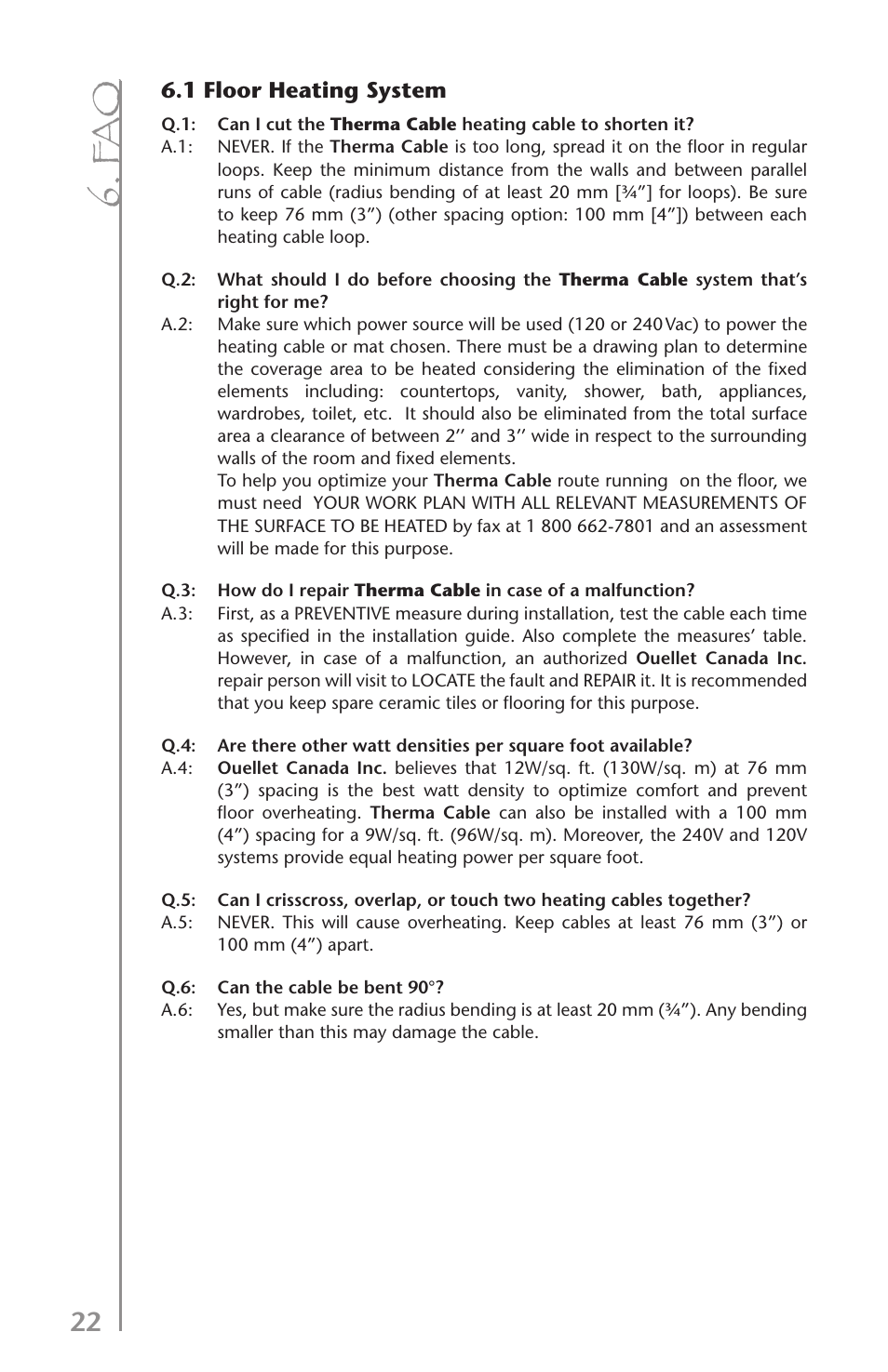 F a q | Ouellet OTR User Manual | Page 22 / 26