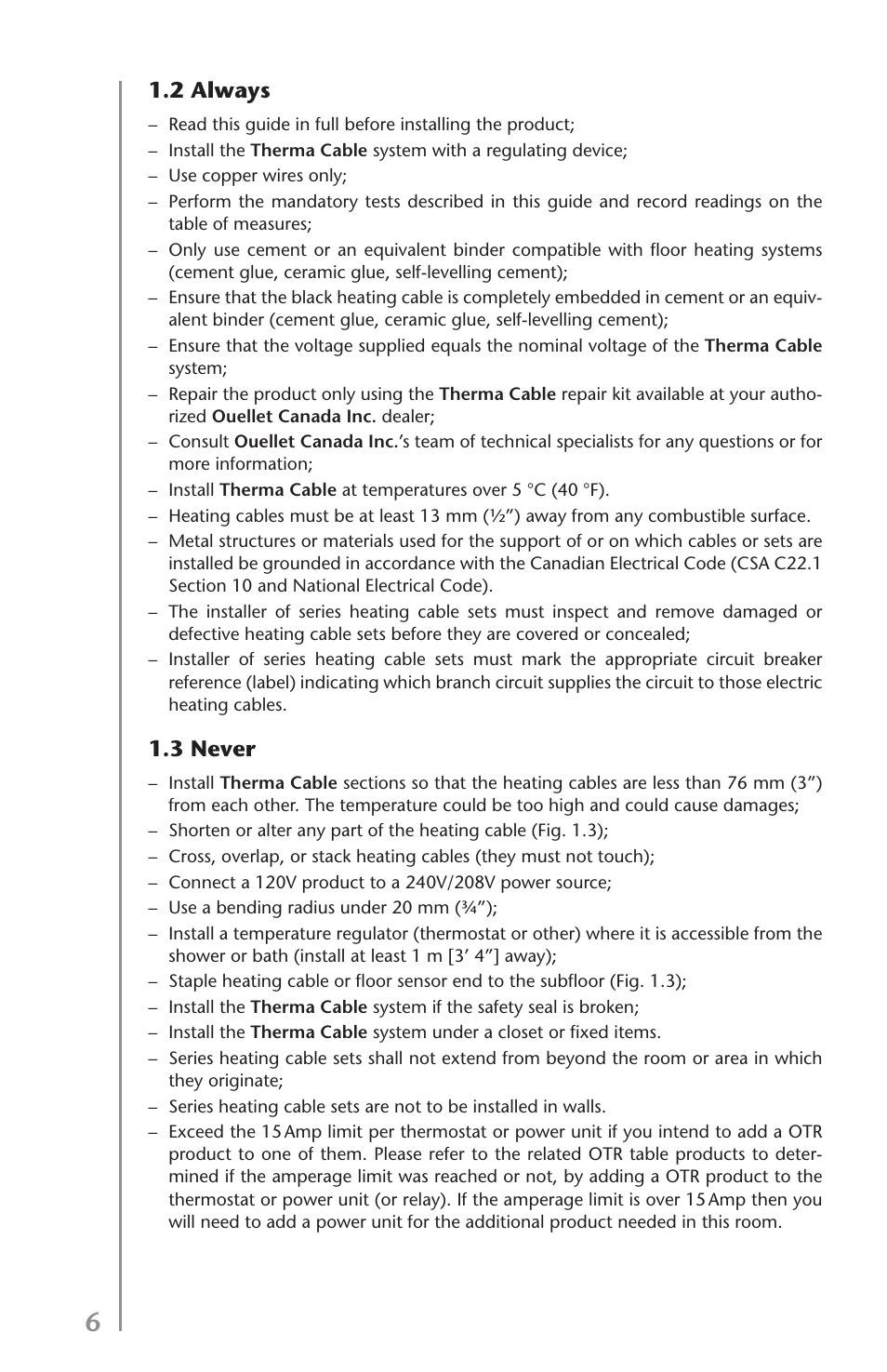 2 always, 3 never | Ouellet OTR User Manual | Page 6 / 26