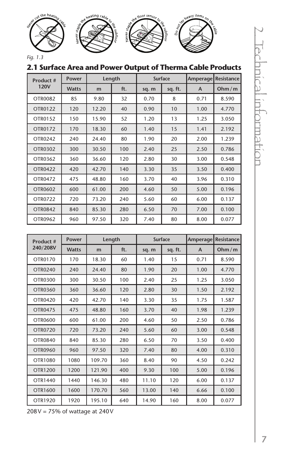 T ec hn ica l in fo rm atio n | Ouellet OTR User Manual | Page 7 / 26