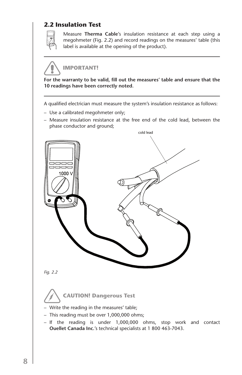 2 insulation test | Ouellet OTR User Manual | Page 8 / 26